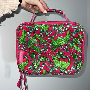 Lilly Pulitzer Vibrant Pink and Green Alligator Lunchbox